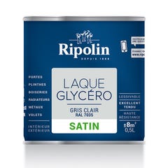 Peinture intérieure et extérieure multi-supports glycéro satin gris clair 0,5 L - RIPOLIN 1