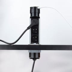 Prise encastrée D.60 mm 3 PC + 2 USB Noir - Push-up VOLT 1