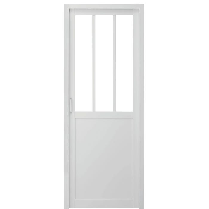 Bloc-porte vitral laqué blanc poussant droit atelier H.204 x l.83 cm 1