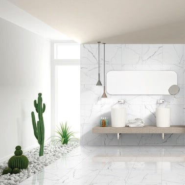 Carrelage intérieur blanc effet marbre l.60 x L.120 cm Venatino