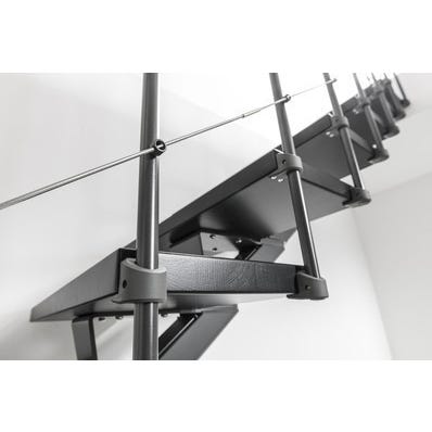 Escalier quart tournant gris/wengé noir MAS 1.4 050 inox Larg.85 cm