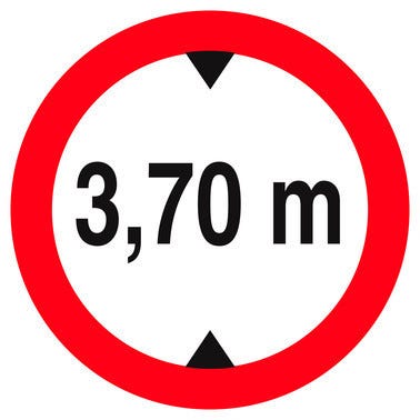 Panneau interdit aux véhicules de plus de 3.70m de haut Diam.300 mm
