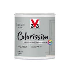 Peinture intérieure multi-supports acrylique satin gris galet 0,5 L - V33 COLORISSIM 0