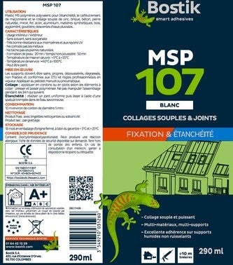 Mastic de fixation multi-matériaux BOSTIK MSP 108 - blanc - 290ml