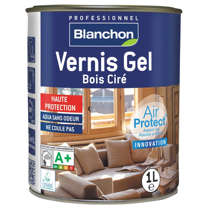 Vernis gel biosourcé plans de travail, meubles et boiseries satin incolore 1 L - BLANCHON 1