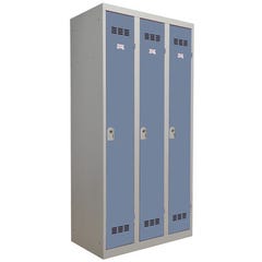 Vestiaires industrie propre 3 portes gris bleu