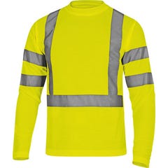 Tee shirt haute visibilité à manches longues jaune T.XL - DELTA PLUS
