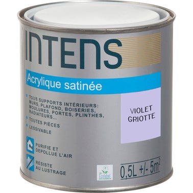 Peinture intérieure multi-supports acrylique monocouche satin violet griotte 0,5 L - INTENS 0