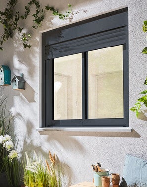 Maori Zwakheid Grazen FENETRE coulissante aluminium avec volet roulant H 105 X L 120 avec rupture  de pont thermique GRIS | Bricoman