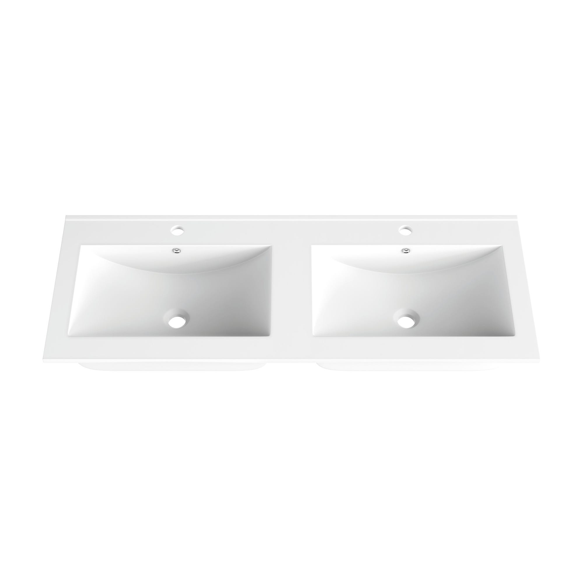 Plan vasque double céramique blanc L.120 x H.15 x P.46 cm Atlantis 2