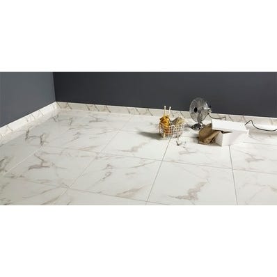 Carrelage intérieur blanc effet marbre l.60,8 x L.60,8 cm Casablanca 4