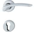 ENSEMBLE POIGNEES DE PORTE SUR ROSACE IBIZA ALUMINIUM FINITION ARGENT CYLINDRE