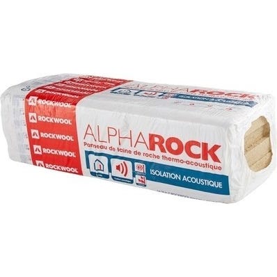 Lot de 10 panneaux laine de roche phonique Alpharock - Ep.40 mm lambda 33 R=1,20 L.135 x l.60 cm - ROCKWOOL