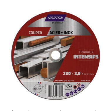 Disque de tronçonnage Acier-Inox 230 x 2 mm - NORTON INTENSIF 0