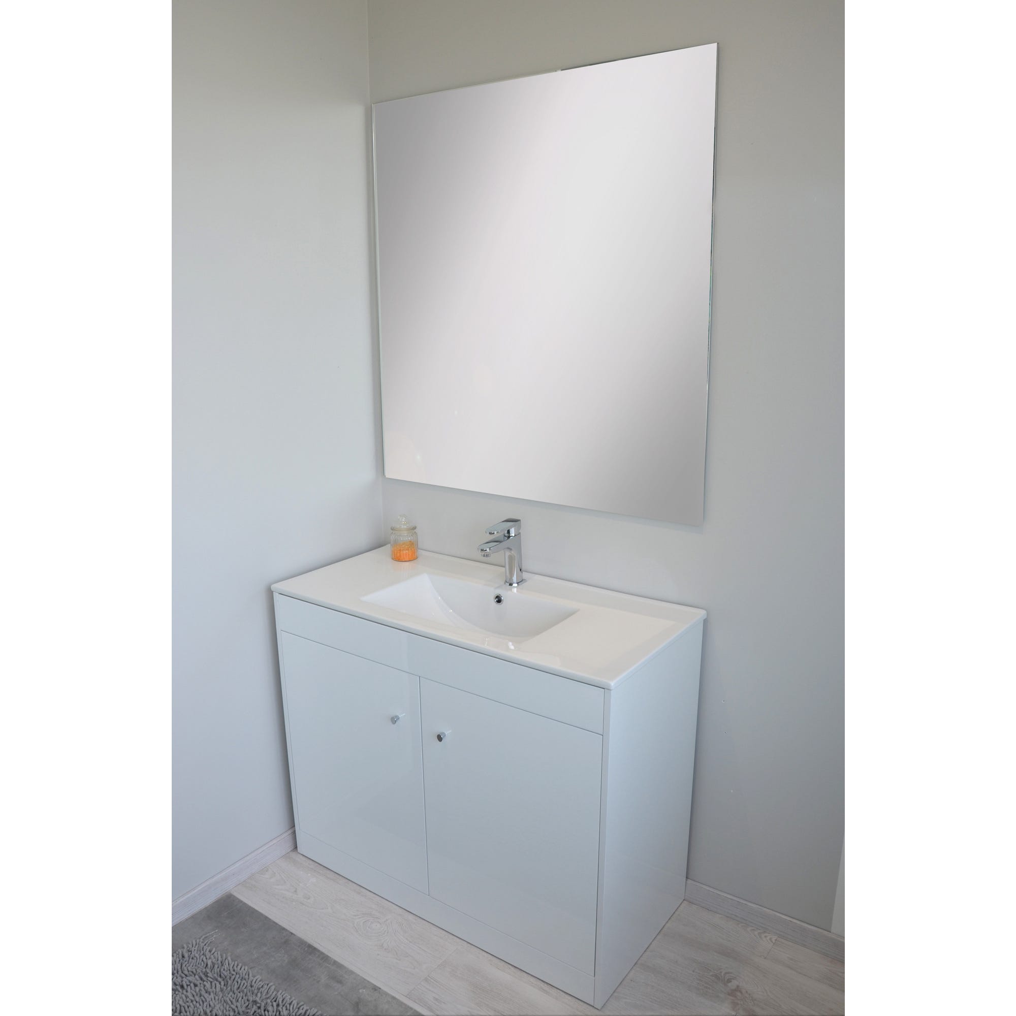 Meuble salle de bain simple vasque blanc l.100 x H.80 x P.45 cm Abby 1