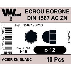 Écrous borgne DIN1587 acier zingué M12 10 pièces - VISWOOD 0