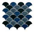 MOSAIQUE 34 X 28 CM ECAILLE MIX VERT/BLEU/GRIS