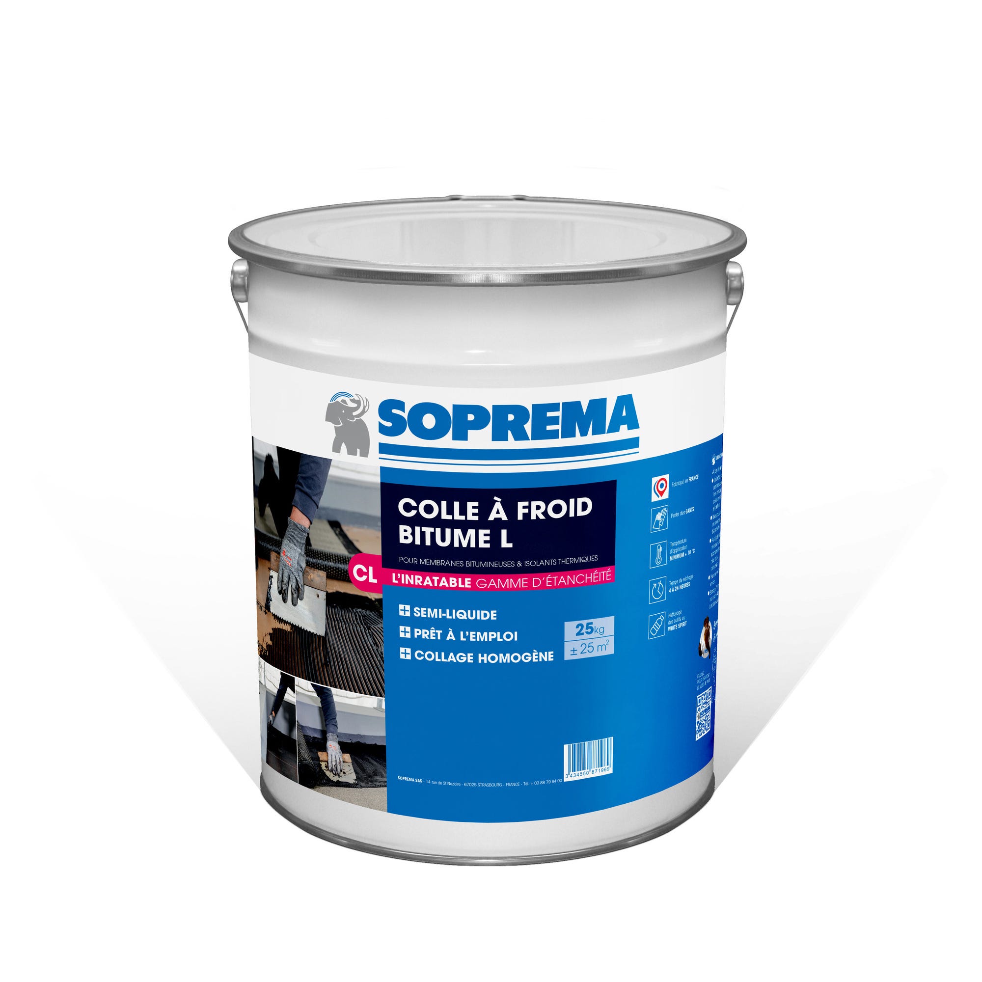Colle à froid bitume 25kg pour membrane bitume et isolant thermique - SOPREMA 0