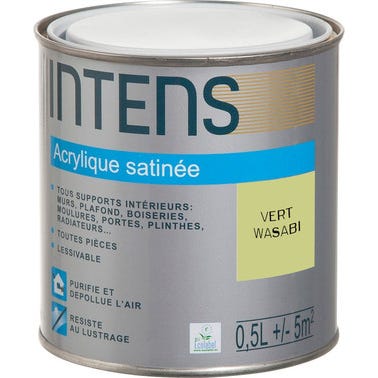 Peinture intérieure multi-supports acrylique monocouche satin vert wasabi 0,5 L - INTENS 0