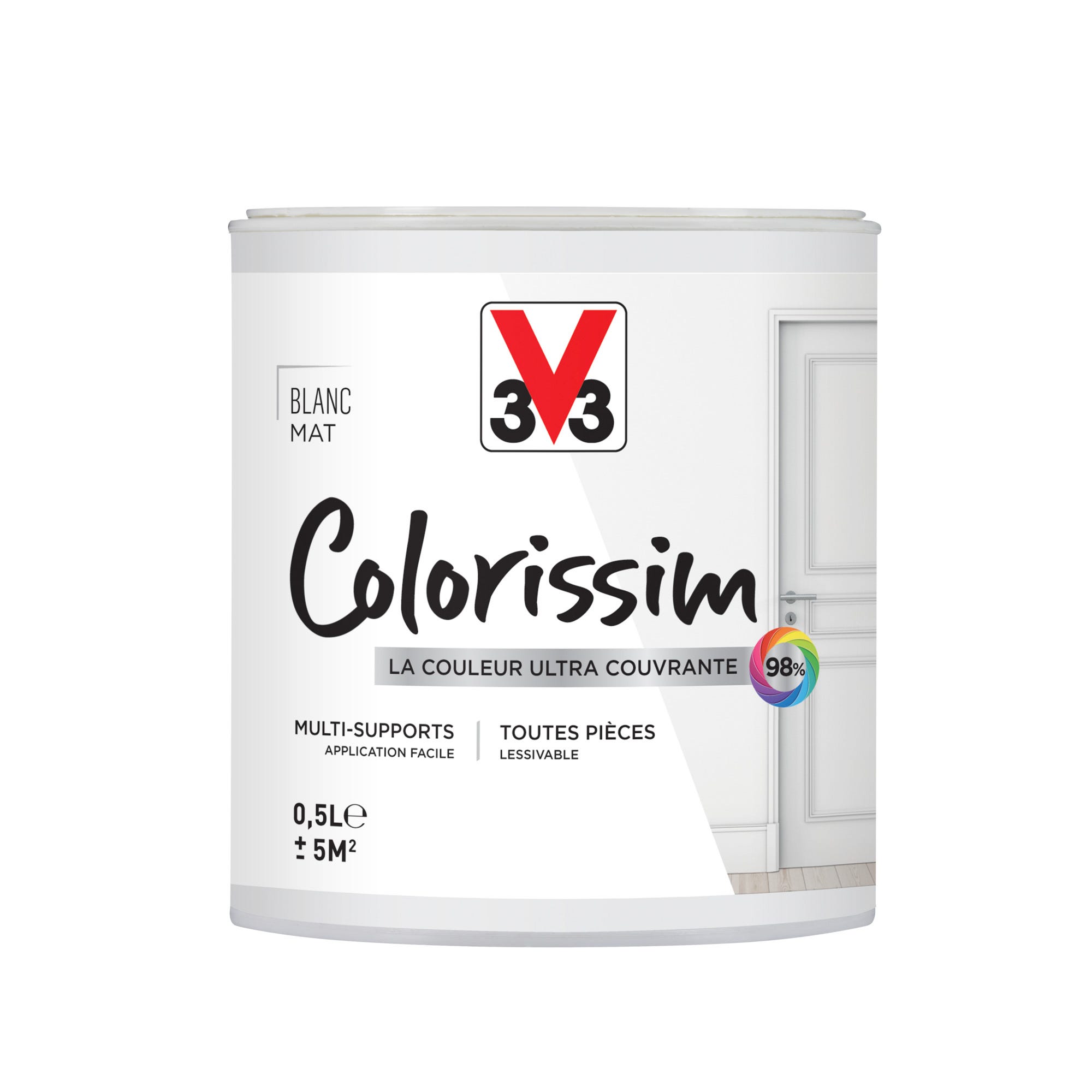Peinture intérieure multi-supports acrylique mat blanc 0,5 L - V33 COLORISSIM 0