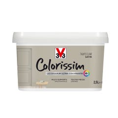 Peinture intérieure multi-supports satin taupe clair 2,5 L - V33 COLORISSIM 0