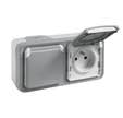 DOUBLE PRISE 2P+T HORIZONTALE IP55 PLEXO GRIS LEGRAND