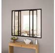 Kit verrière aluminium coulissante passe-plat 4 vitrages clairs inclus hauteur 1300 mm noir sablé
