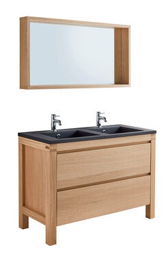 Meuble Salle De Bain Double Vasque Chene L 119 X H 83 X P 49 3 Cm Erwan Bricoman
