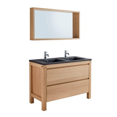 Meuble Salle De Bain Double Vasque Chene L 119 X H 83 X P 49 3 Cm Erwan Bricoman