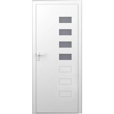 Porte d'entrée aluminium blanc poussant droit H.215 x l.90 cm Valencia plus 0