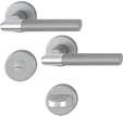ENSEMBLE POIGNEES DE PORTE SUR ROSACE LECCE ALUMINIUM ASPECT INOX CHROME CONDAMNATION