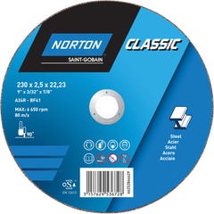 5 disques à troçonner métal / acier / inox Diam.230 mm - NORTON
