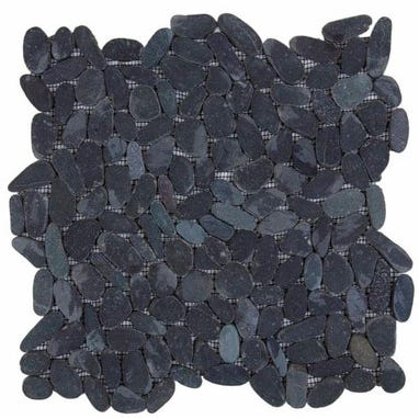 Mosaïque galets scie noir l.30 x L.30 cm 0