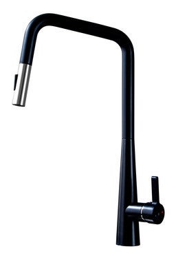 mitigeur de cuisine douchette noir et chrome style bricoman