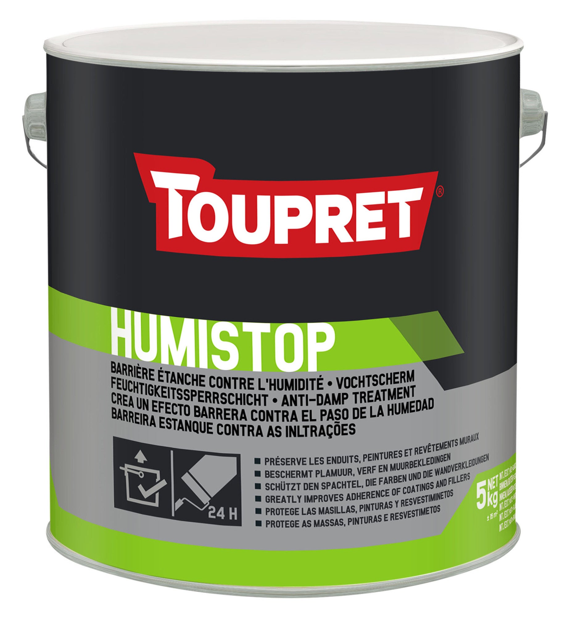 Enduit spécifique murs humides en pâte intérieur & extérieur 5 kg Humistop TOUPRET