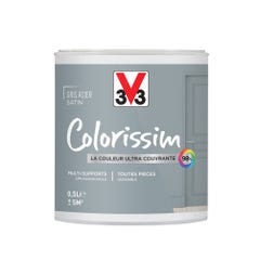 Peinture intérieure multi-supports acrylique satin gris acier 0,5 L - V33 COLORISSIM 0