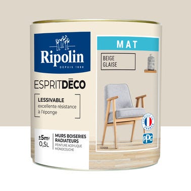 Peinture intérieure multi-supports acrylique mat beige glaise 0,5 L Esprit déco - RIPOLIN 0