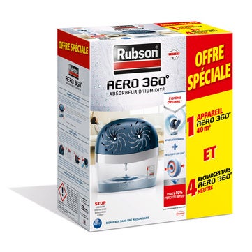 Rubson 4 recharges pour absorbeur d'humidité, Aero 360° Tab