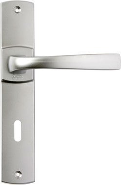 ensemble poignees de porte sur plaque entraxe 195 mm muze chrome velours cle l vachette bricoman