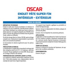 Enduit de Finition Extra Fin Semin Oscar, Prêt à l'Emploi, Intérieur/Extérieur, seau 5 kg 2