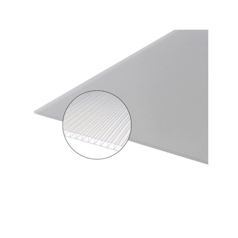 Plaque polycarbonate alvéolaire 6mm Translucide, l : 105 cm, L : 2 m 0