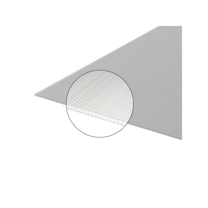 Plaque polycarbonate alvéolaire 4mm Translucide, l : 105 cm, L : 2 m 0