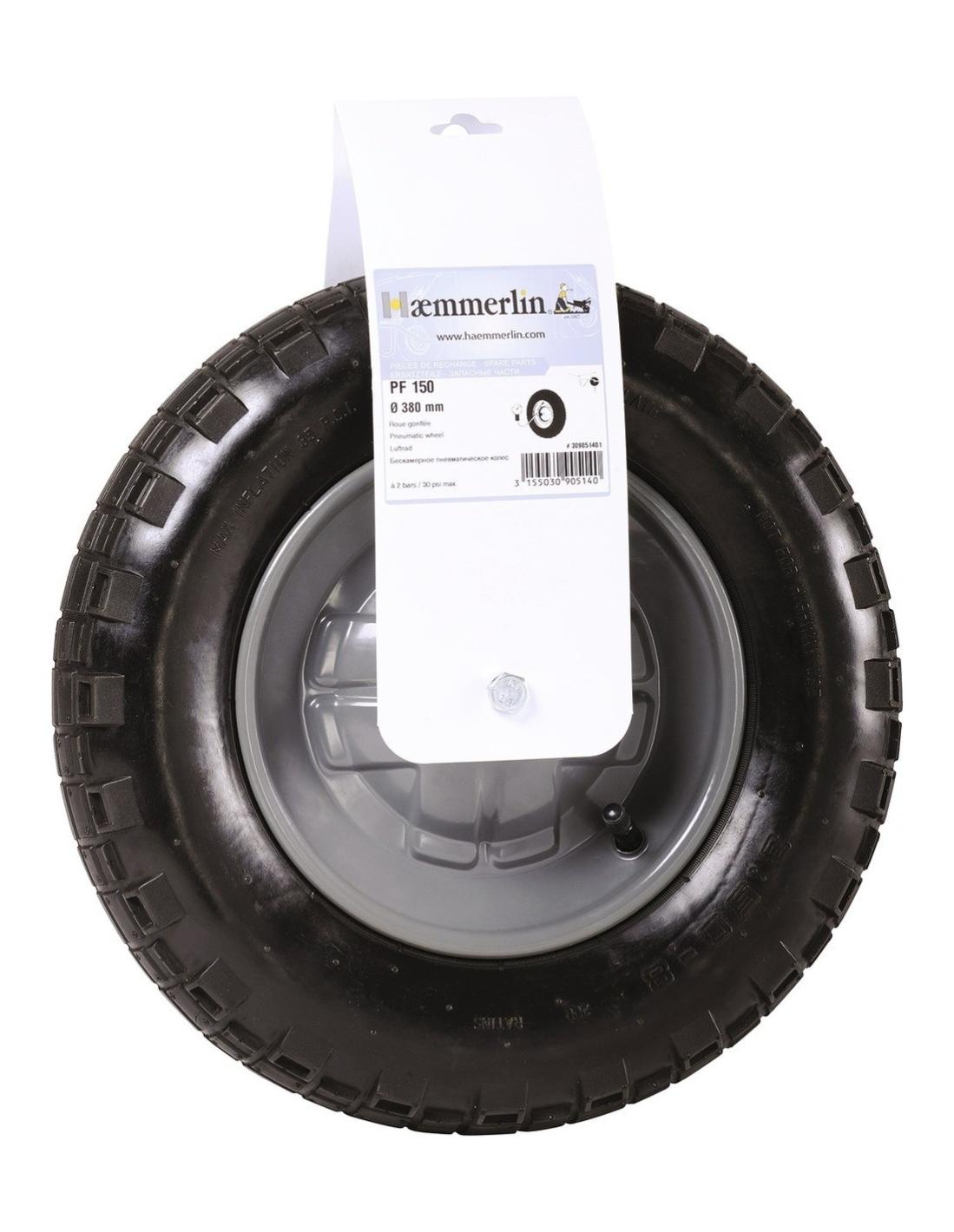 Roue gonflée de brouette PF 150 Diam 380 mm 309051401 Haemmerlin