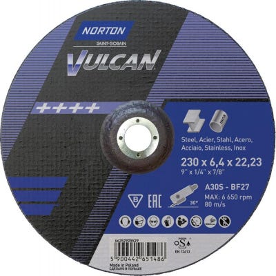 Meule Vulcan acier/Inox coudé 230x64