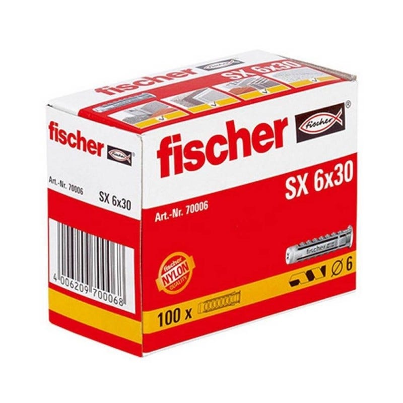 Cheville SX 6x30 FISCHER - boîte de 100 pcs n°6 - 96056 6