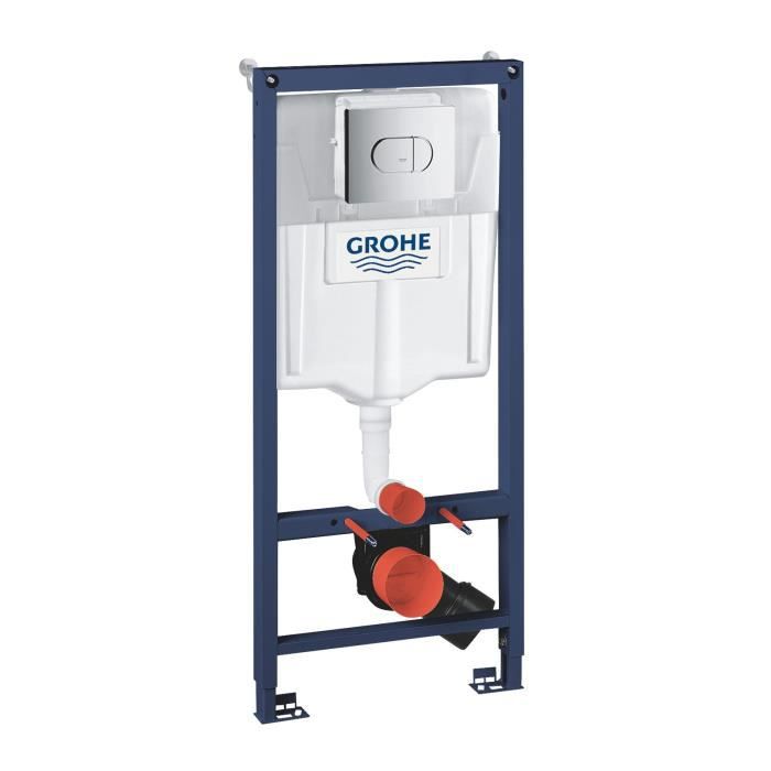 GROHE Bâti Support WC Solido 3 en 1, 1,20m, Bâti Support Encastré, Plaque de Commande double boutons, Réservoir 6-9 Litres, 38981000
