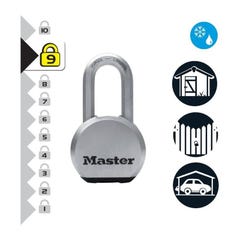 MASTER LOCK Cadenas Haute Securite [A Cle] [Acier Inoxydable] [Anse Longue] [Exterieur] M830EURDLH 1