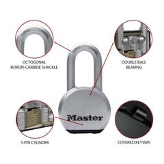 MASTER LOCK Cadenas Haute Securite [A Cle] [Acier Inoxydable] [Anse Longue] [Exterieur] M830EURDLH 2