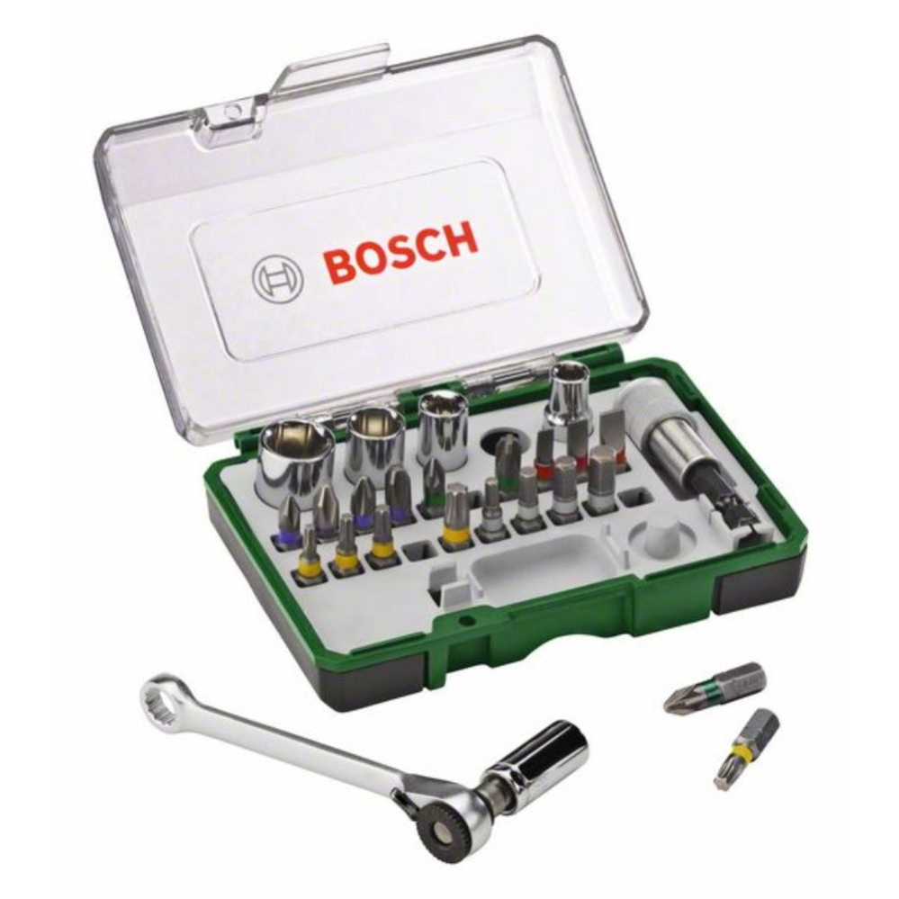 Set vissage mixte Bosch - Kit 27 pieces, Assortiment dEmbouts de Vissage avec Cliquet 7
