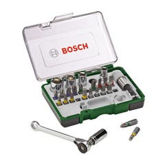 Set vissage mixte Bosch - Kit 27 pieces, Assortiment dEmbouts de Vissage avec Cliquet 0